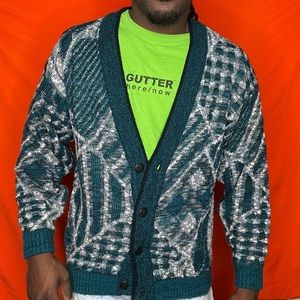 Vintage 90s American Crusader texture patterned cardigan sweater